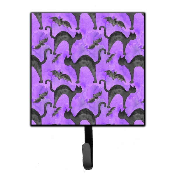 Carolines Treasures Watecolor Halloween Black Cats on Purple Leash or Key Holder, 4.25 x 1 x 7 in. BB7528SH4 - main